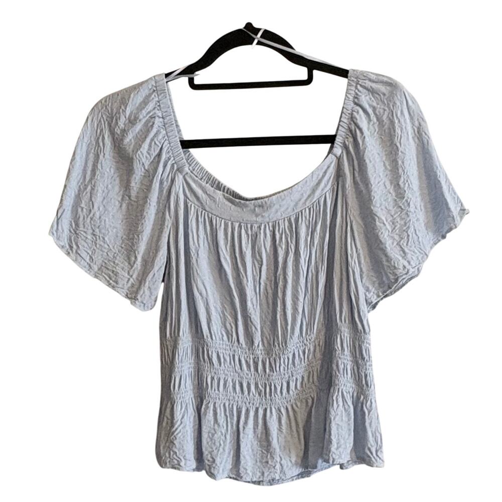 Romaticist Light Blue Smocked Peplum Top women's Medium
